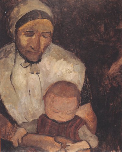 Sitzende Bäuerin mit Kind auf dem Schoß von Paula Modersohn Becker